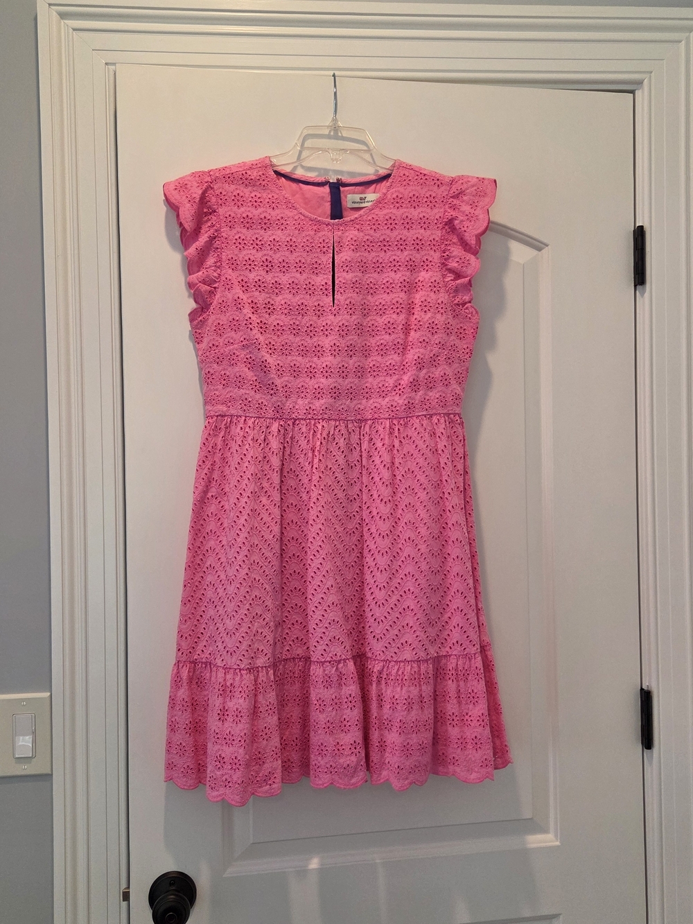 Vineyard Vines Pink Eyelet Ruffle Sleeve Dress
